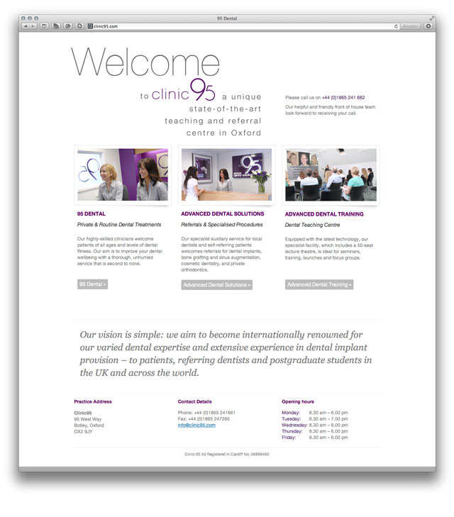 Clinic 95 website screenshot